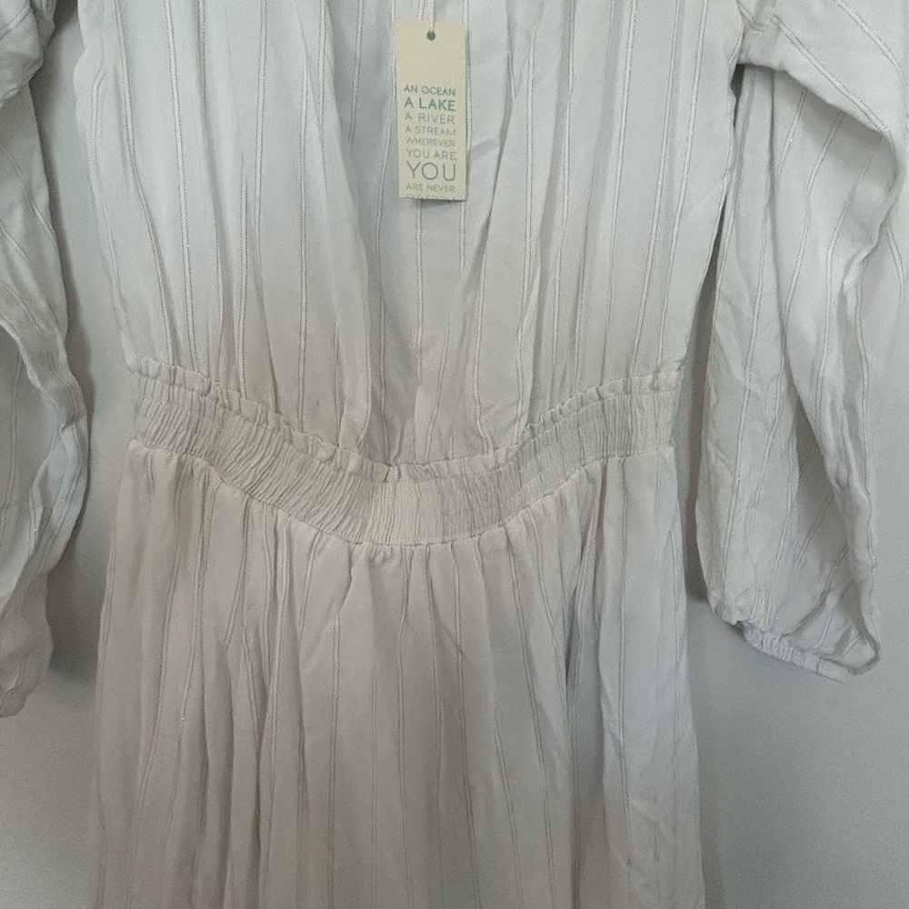 Shore Elegant White and Silver Striped Mini Dress - Picture 7 of 10